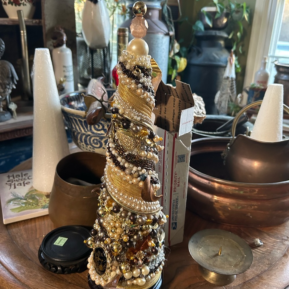 Vintage costume jewelry Christmas tree